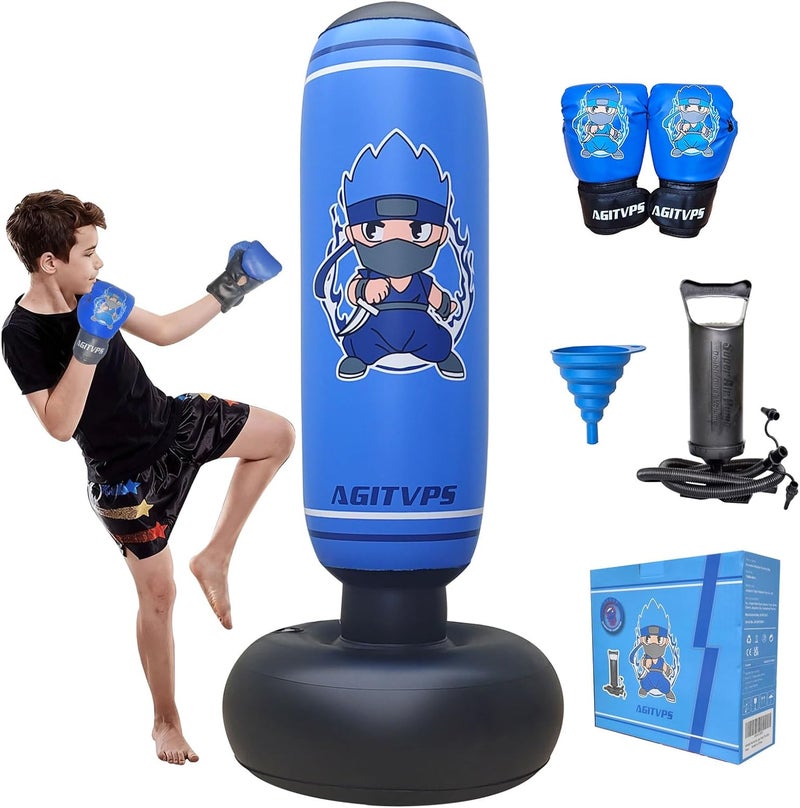 AGITVPS Inflatable Punching Bag Set, 66" Punching Bag for Boys & Girls Aged 8-12 with Kids Boxing Gloves, Super Air Pump | Suitable for Children's Daily Exercise, Happy Family Time - Image 1